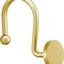 ZESLMG Shower Curtain Hooks, Gold Shower Curtain Rings Rustproof Metal Round Decorative Shower Hooks Rings for Bathroom Shower Rods Curtains, Set of 12 Heavy Duty Solid Hooks