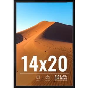 LaVie Home 14x20 Picture Frame for Wall Display, 14x20 Black Picture Frame with HD Plexiglas, 14 x 20 Poster Frame 1 Pack, Display Frame for Vertical or Horizontal, Classic Collection