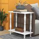 TaoHFE White Narrow Side Table Wooden Vintage End Tables Living Room French Style 24 Inch Sofa Side Table with Open Shelf 2-Tier Retro Bedside Table for Bedroom Living Room Small Space, White
