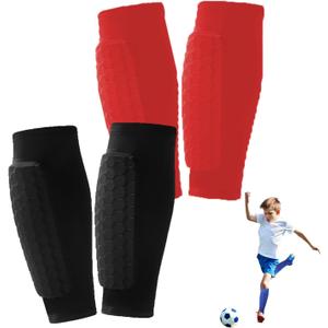 2 Pairs Soccer Shin Guards for Kids Youth Adult,Shin Guards Soccer Calf Compression Sleeve with Honeycomb Pads,Lightweight Shin Protector Support for Baseball MTB FootballBoys Girls Protective Gear, Large