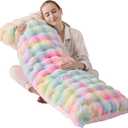 Luxury Shaggy Faux Fur Body Pillow,Fluffy Bed Pillow with Zipper Closure, Soft Decorative Plush Full Long Pillow,Fuzzy Hug Pillow for Home Living Room Side Sleeper & Pregnancy 20"x54" Rainbow