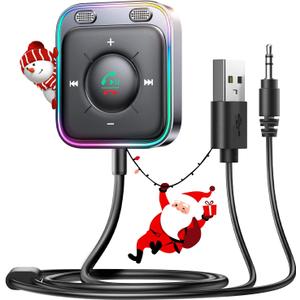 JOYROOM Bluetooth 5.4 AUX Car Adapter[2025 Upgrade] [Stronger Dual Mics& Noise Cancellation] [Multifunction Button& Plug-and-Play] Bluetooth Receiver for Car Music/Hands-Free Calls/Stereo Audio, Black