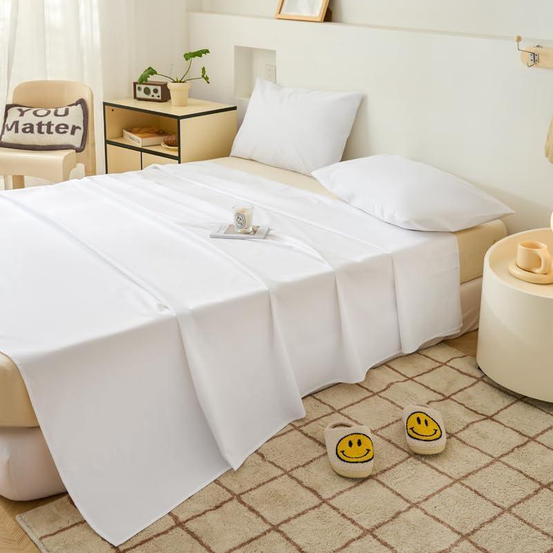 WenBags Lightweight Waterproof Flat Sheet 90 * 98 Inches King Size-Mattress Protector for Bed & Couch, Pet Hair Resistant Cover Ideal for Dogs & Cats, Perfect for Hotels & Hospitals(White)