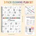 AmazingSpark 3 Pack Planner Set, Cleaning Schedule and Checklist Organizer Notebook Daily Weekly Monthly House Planner with Pens Labels Stickers, Chore Chart Notebook for Home, DIY Home