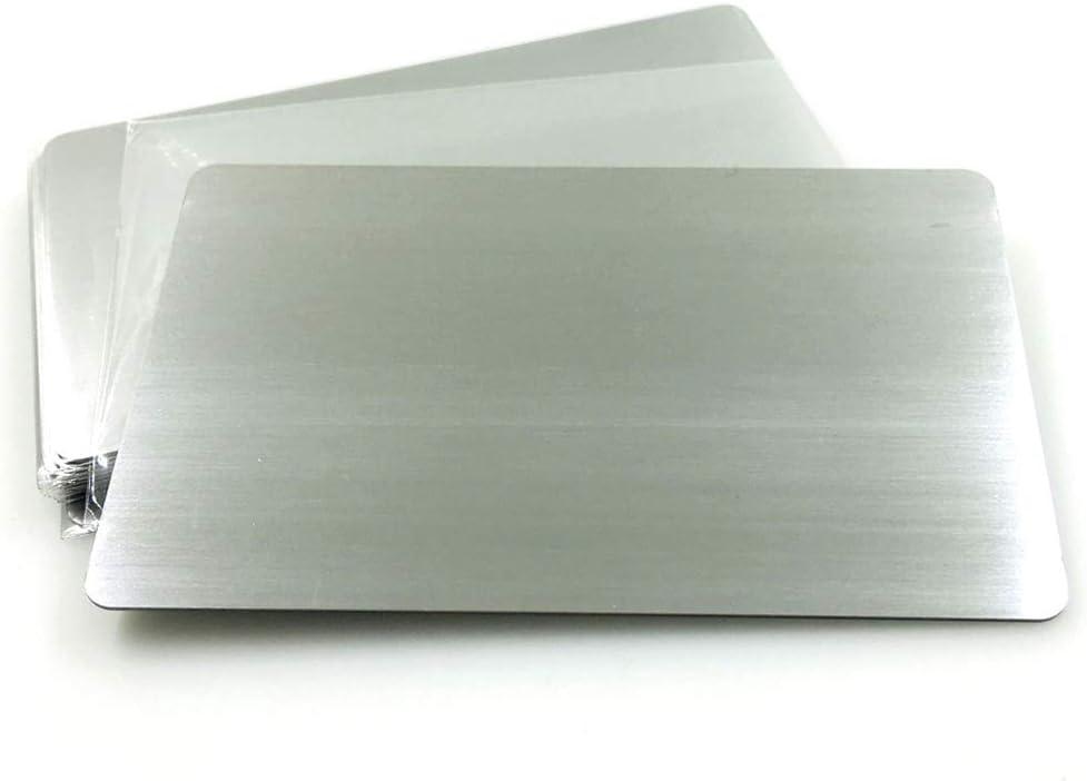 304 Stainless Steel Thick 0.5mm Metal Business Cards Blank Tablet 86X54mm Pack of 10PCS (Silver Brushed Finishing, Blank)