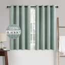 MIULEE Linen Texture Curtains for Bedroom Solid 100% Blackout Thermal Insulated Seafoam Green Curtains Grommet Room Darkening Drapes for Living Room Nursery 52x45 Inch (2 Panels)