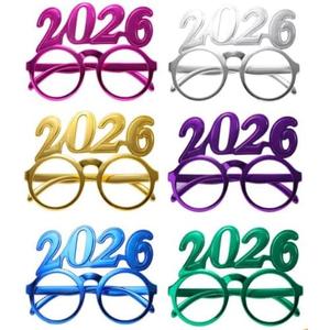 2026 Shaped Holiday New Year's Eve Props Party Favor America Flag Plastic Frame Glasses-6 Pack