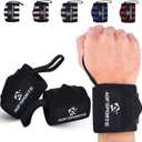 AQF Wrist Wraps for Weightlifting - USPA & IPL Approved 18" Gym Wrist Support with Thumb Loop - Heavy Duty Lifting Wrist Straps for Fitness, Workout, Powerlifting, & Bodybuilding (Pair) (Full Black)