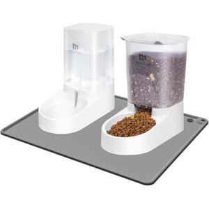 Marchul Dog Feeder and Water Dispenser, Automatic Gravity Dog Food Dispenser with Silicone Mat, Pet Food Dispenser Set for Small Medium Dogs Puppy Kitten