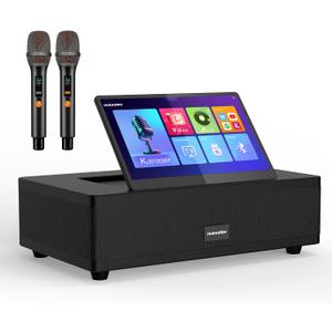 InAndOn Karaoke Machine: All-in-one Karaoke Player with 12.2" HD Touchscreen, 2 UHF Wireless Mics, 800W Peak Power 6.5in Subwoofers Professional KTV Singing Karaoke Machine System Black