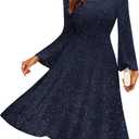 BeryLove Prom Dress for Teens: Sequin Formal Party Dress with Flutter Short Sleeves for Wedding & Cocktail Evening Events (X-Small, Long Sleeve Darkblue)