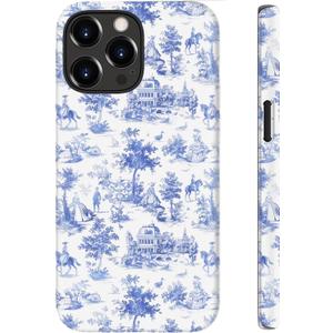 for iPhone 13 Pro Case, Wireless Charging Compatible,Dual-Layer Protection with Stylish Wildflower Design, Soft Silicone + Hard Shell, Cute Chic Phone Cover for Women - Blue Safari Delight