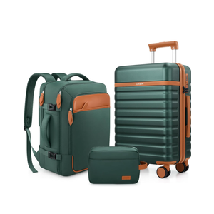 Luggage Sets 3 Piece, Carry On Luggage 20In With Spinner Wheels,PC Hardside Suitcase Set with TSA Lock,Durable Carry On Suitcase With Travel Backpack for Men (Green, 3 piece set (20inch))