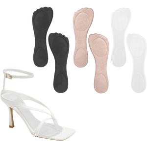 3 Pairs High Heel Inserts for Women, Gel Insoles for Women Heels, Anti-Slip Velvety Cushion Pads Insoles for High Heel Comfort, Heels Inserts for Shoes, Foot Support for Dress Sandals