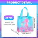 Selivaia 24 PCS Mermaid Gift Party Favor Bags with Handle Non Woven Goodie Bags Birthday Favor for Birthday Baby Shower Packaging Supplies Party Decoration