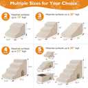 Dog Stairs for Small Dogs 11.5 H, 2-Step Dog Steps for Bed, Pet Stairs and Ramp for Dogs and Cats to Get on Beds, Couch, Non-Slip Balanced Pet Steps with Waterproof Cover, Beige