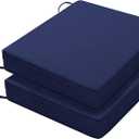 Favoyard Patio Chair Cushions 18.5 x 16 x 3 Inch Waterproof Outdoor Seat Cushions for Patio Furniture 3-Year Color Fastness Garden Sofa Couch Pads with Handle & Adjustable Straps Set of 2, Blue