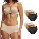 Beandays Women's Disposable Seamless Underwear Soft Stretch Briefs Invisible Panties for Travel Hotel Spa Hospital Stays 6 packs (Nude/Black/Brown) (S) (S)