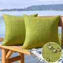 MIULEE Outdoor Waterproof Throw Pillow Covers Decorative Farmhouse Water Resistant Cushion Covers for Tent Patio Garden Couch Sofa Pack of 2, 18x18 Inch Green