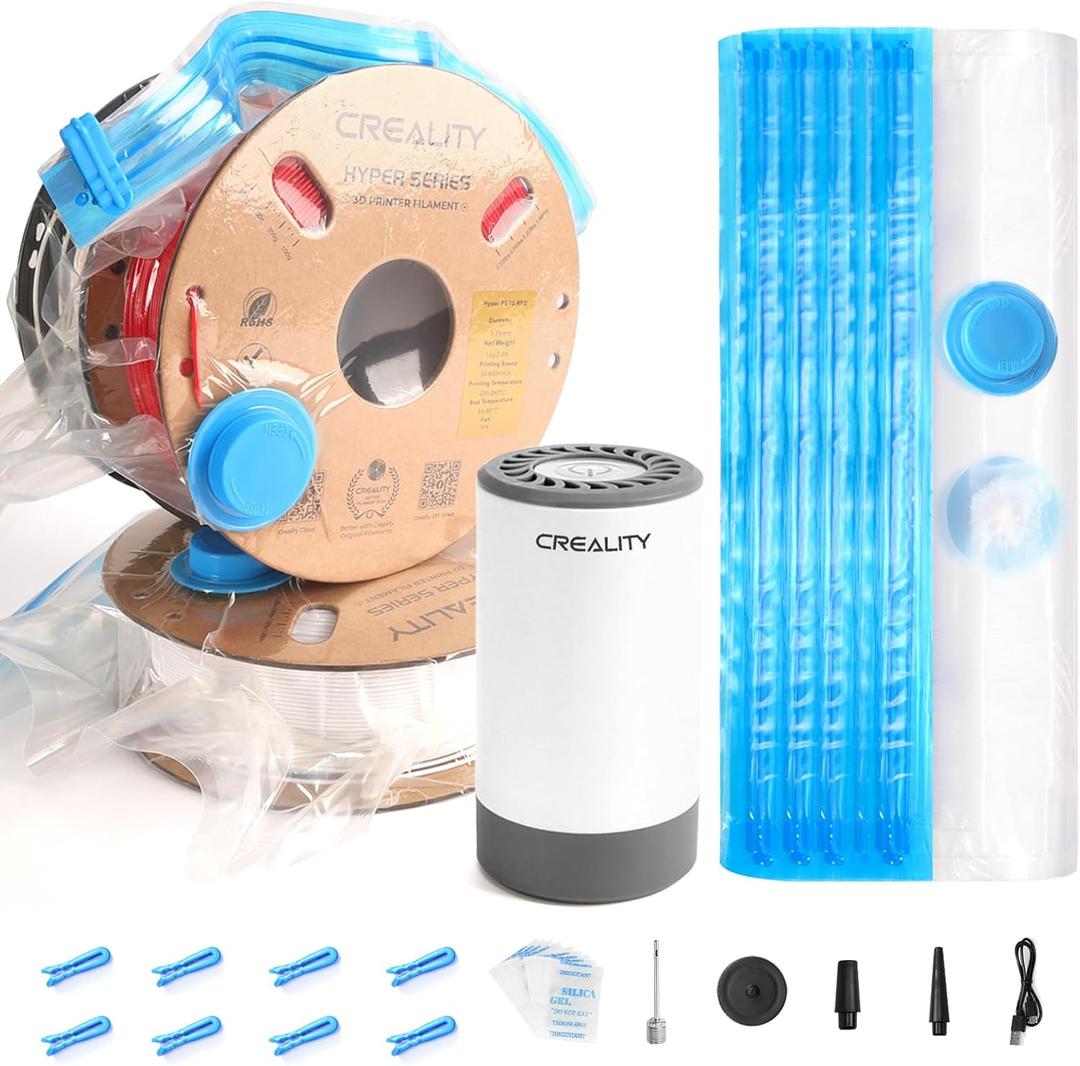 Creality 3D Printer Filament Bags, 8 Reusable 40x40 cm Vacuum Storage Bags with Electric Pump, Dustproof & Moisture-Proof for 3D Filament ABS PETG PLA