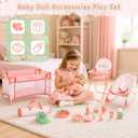 deAO 12" Baby Doll Playset Crib High Chair 18PCS Nursery Pretend Play Toy