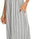 Hount Women's Summer Sleeveless Striped Flowy Casual Long Maxi Dress with Pockets XL