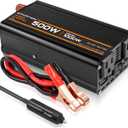 500W Power Inverter, Inverter 12V to 110V with 2 AC Outlets, 2.1A USB Port, Car Power Inverter with Alligator Battery Clamp for Phone, Laptop on Camping, Road Trip