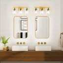 3 Light Gold Bathroom Light Fixtures, Bathroom Vanity Light Over Mirror, Gold Wall Sconce Vanity Lighting with Clear Glass Shade,Modern Farmhouse Bath Wall Lamp for Mirror Kitchen