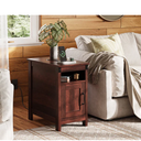 WLIVE End Table with Charging Station, Narrow Side Table for Living Room, Farmhouse Night Stand with Storage, Small Wooden Cabinet with USB Ports and Outlets for Living Room and Bedroom, Espresso
