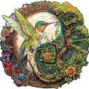 Jigfoxy Wooden Puzzles for Adults, Yin Yang Hummingbird Wood Puzzles Adult, Unique Animal Shape Wooden Jigsaw Puzzles for Adults, Birthday Gifts for Puzzle Lovers, Family (XL-17.3 * 16.9in-560pcs)