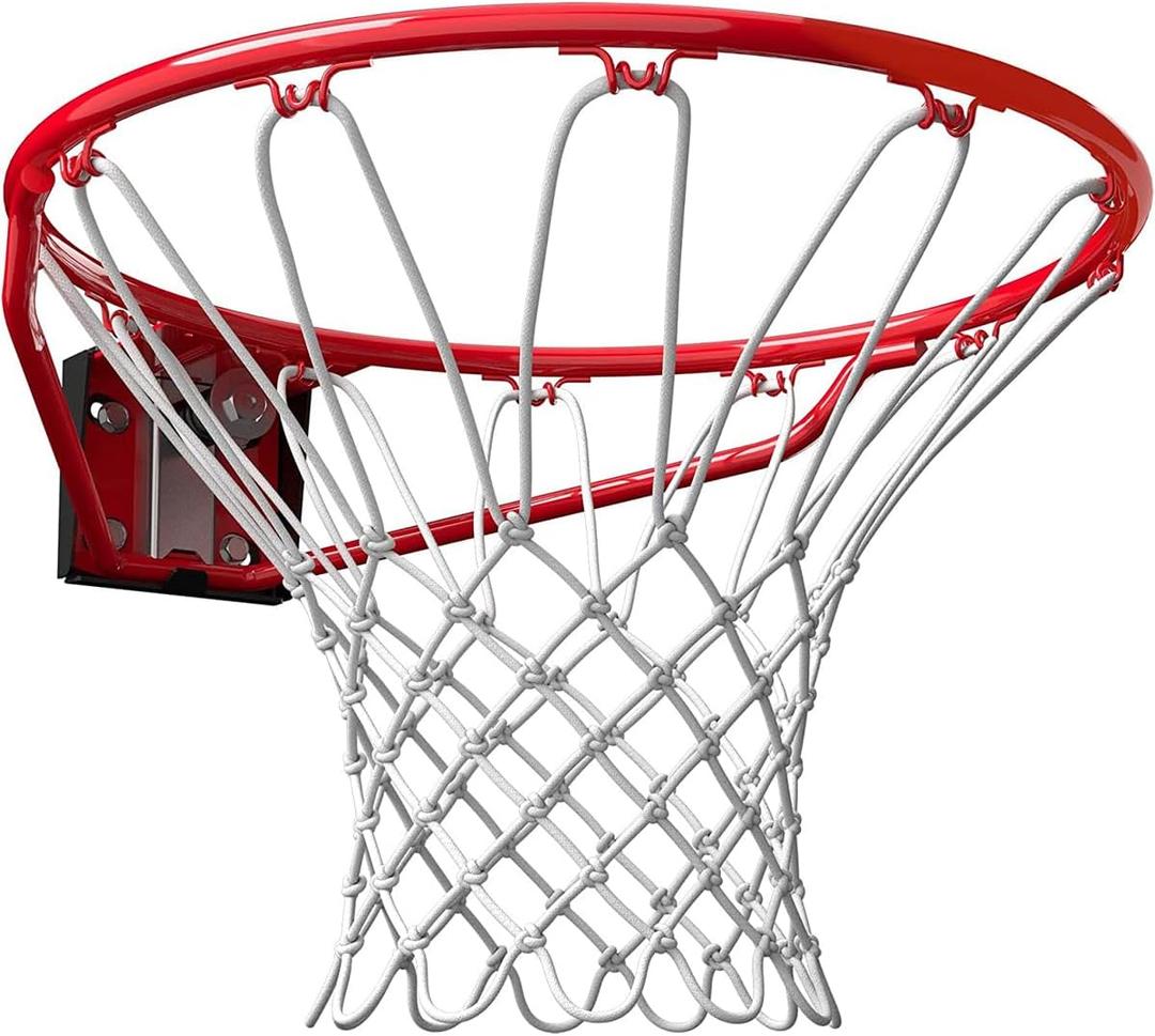 Spalding Regulation Size 18" Steel Basketball Rim with Net Included | Choose from Fixed or Breakaway | Replacement Rim for Indoor or Outdoor Hoop (Breakaway - Slam Jam - Red)