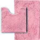 Bathroom Rugs Sets 2 Piece,Super Absorbent Soft,Thick,Machine Washable Chenille Bath Mat,Non Slip Toilet Floor Rug,Bath Mats for Bathroom,20x32 Plus 20x20 U Shape,Pink
