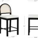 Nathan James Bailey Boucle Upholstered Rattan Bar Stool, Counter Height Stool with Natural Rattan Woven Back For Kitchen Island, White/Black Oak