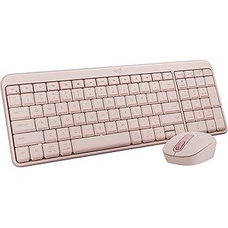 LeadsaiL Pink Wireless Keyboard and Mouse Combo, FullSized Ergonomic Computer Keyboard, 2.4GHz Cordless Keyboard Silent Mouse Set with 2in1 USB Receiver, 12 FN Shortcuts for Windows Laptop, PC/Mac