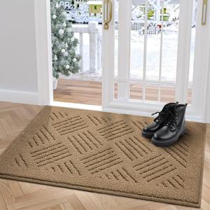 Door Mat Indoor Doormat,Front Back Door Mats Non Slip Entrance Rugs Rubber Backing,Inside Doormats for Entryway Low-Profile Absorbent Resist Dirt Floor Mats Washable Brown 20"x32" (1'8" x 2'8" (Runner))