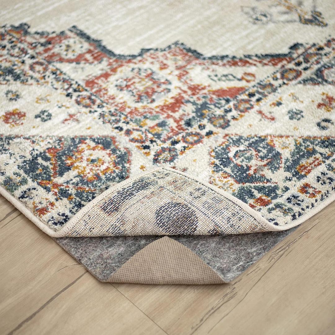 Mohawk Home 8' x 10' Non Slip Rug Pad Gripper 1/4 Thick Dual Surface Felt + Rubber Gripper - Safe for All Floors, Brown (10' x 8' (Rectangular))