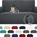 ZNSAYOTX Super Stretch Couch Cover Love Seat Sofa Covers for Living Room Dogs Pet Friendly Furniture Protector Spandex Loveseat Slipcovers with Anti Slip Foam Sticks (Dark Grey, Loveseat)