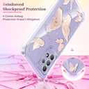 2 x Clear Case Compatible with Samsung Galaxy A53 5G, Cute Butterfly Print Protective Cover for Girls Women, Slim Soft TPU Four Corners Shockproof Case for Samsung A53 - Light Pink Butterfly