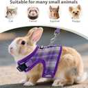 AIITLE Breathable Rabbit Harness and Leash Set - Plaid Pattern Padded Vest with Magic Tape Design, Dual D-Rings, Adjustable for Small Animal Pets, Indoor Outdoor Training Camping, Purple M