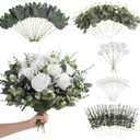 120 Pcs Mixed Artificial Eucalyptus Leaves Stems Bulk,Baby Breath Artificial Flowers Bulk with Eucalyptus Leaves Greenery Stems for DIY Bouquets Wedding Floral Home Decor (Green+White-120pcs)