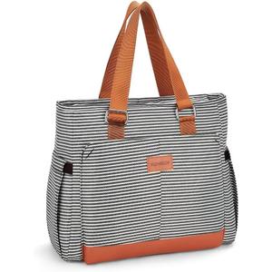 Large Women Lunch Bags for Work/Insulated Adult Lunch Box/Leakproof Cooler Lunch Tote Bag with Storage Pocket. Reusable Lunch Cooler Purse for Work Picnic Hiking 14L, Stripe