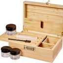 Bamboo decorative box with a removable tray and divided wooden decorative storage box, including jars, brushes, and tubesodour-resistant home organisation and storage container