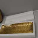 Hollyone Plant Tray Saucer Decor Gold Metal Ceramic 16inch Rectangular Planter Pot Wire-Drawing Plant Saucer Tray Rectangular Indoor Outdoor Plant Flower Decorative Trays for Pots