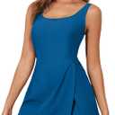 Aleumdr One Piece Swimdress Swimsuit for Women Tummy Control Split Swim Dress Skirt Bathing Suit with Pockets (Small, Prussian Blue)