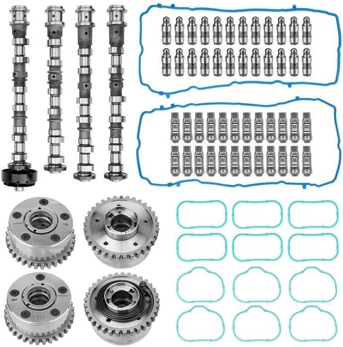 Intake & Exhaust Camshaft Kit with VVT Sprocket Cam Phaser Gear, Rocker Arm and Lifter, Gaskets Compatible with Dodge Chrysler Jeep Ram 3.6L Pentastar V6 Engine Replace# 5184377AH 5184369AH 5184332AA (2011-2016, Cam Lifter Kit + VVT Sprocket)