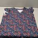 siliteelon Button Up Shirt Women Dressy Casual Womens Blouses V Neck Ruffle Short Sleeve Work 2026 Trendy Spring Summer Tops (L, Navy Floral)