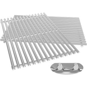 QuliMetal 7637 Grill Grates for Weber Spirit E210, E220, S210, S215, Spirit 200 & GS4 Spirit II E210, Spirit II E220 with Front Control, 17.5 ''SUS304 Stainless Steel Grill Parts for Weber 7637 (9.5 MM Solid SUS304)