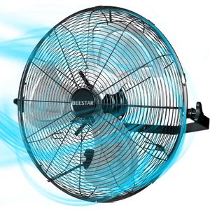 BEESTAR 20 inch High Velocity Wall Mount Fan,Industrial Fan with 3 Speed Commercial Ventilation,Easy Operation and 270 Degree Tilting,Metal Fan for Warehouse,Greenhouse, Workshop and Basement