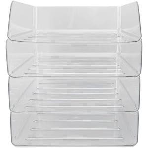 Desk Letter Tray Set 4 Layers Transparent Stackable A4 Paper Organizer Home Office