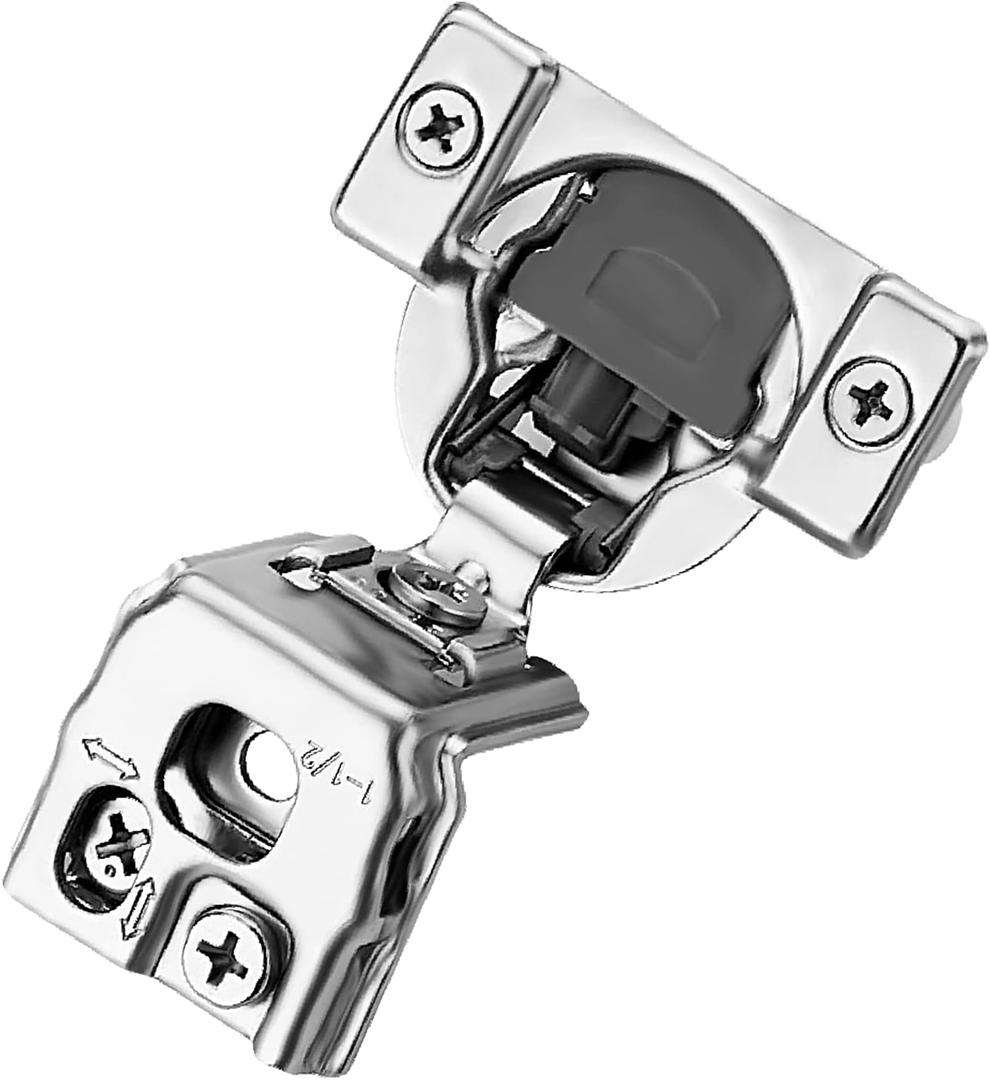 Ravinte 60 Pack 30 Pairs 1-1/2 inch Overlay Soft Close Hinges for Kitchen Cabinet Hinges Satin Nickel Hidden Hinges Stainless Steel Concealed Hinge self Closing